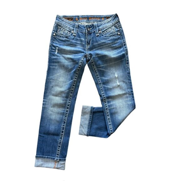 ROCK REVIVAL⚜️ Noelle Low Rise Capri Jeans 🤘👖 Size 27 - Picture 2 of 16